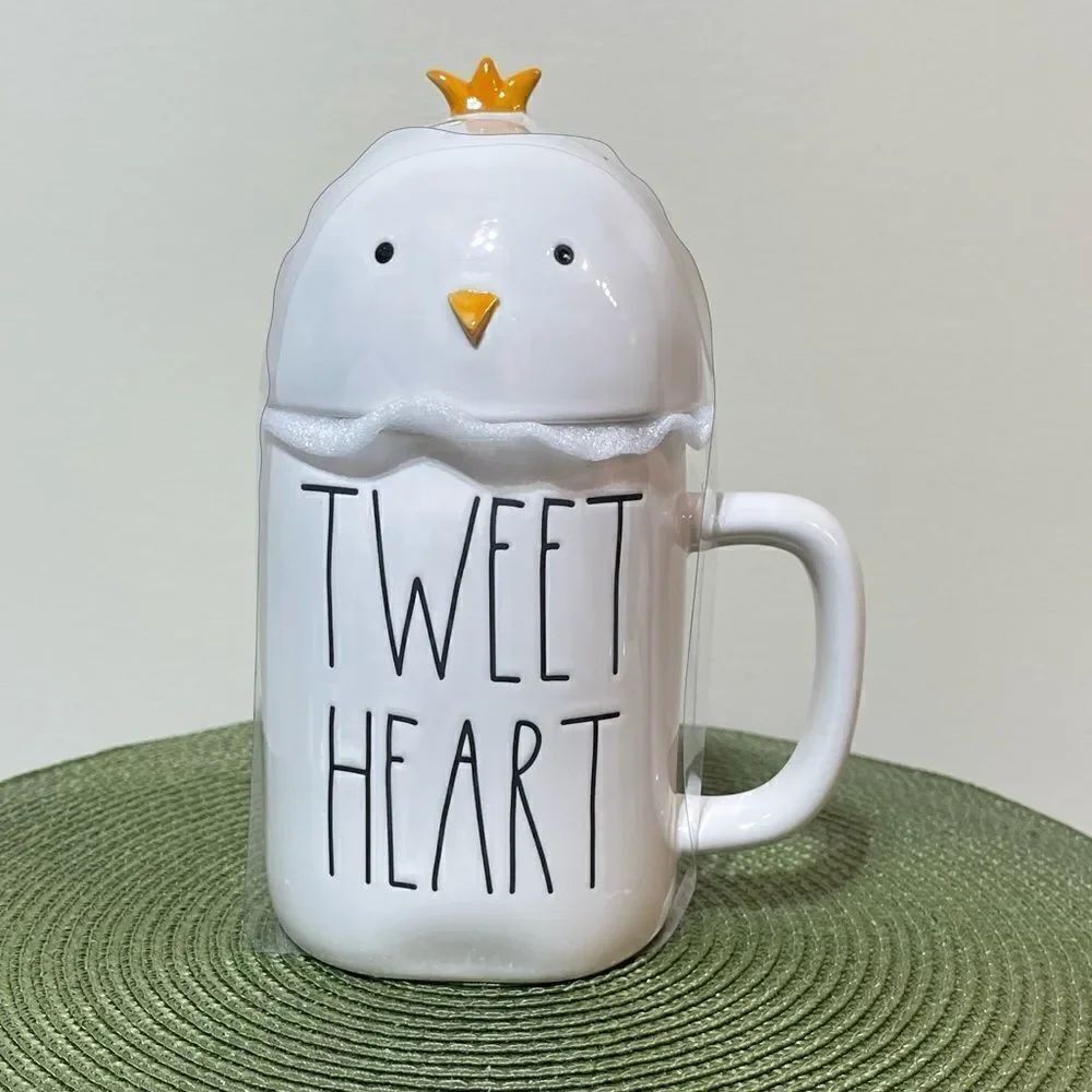 Rae Dunn Tweet Heart Mug with removable topper NWT